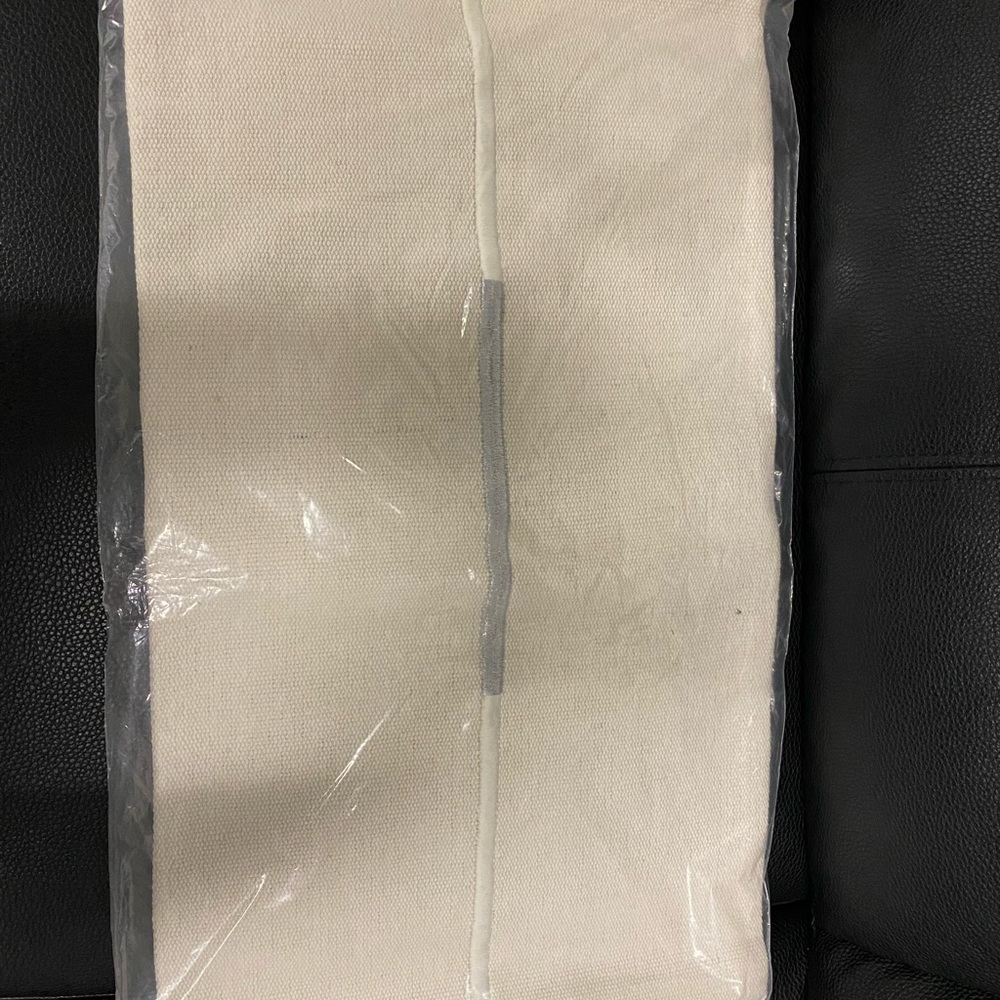 Accented Cotton Canvas Lumbar Pillow Cover 14” x 26” , Stone White
